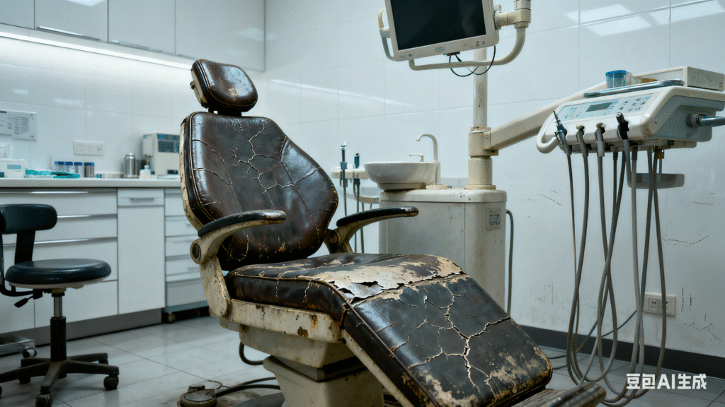 An outdated dental chair in a clinic, signaling it may be time for an upgrade.