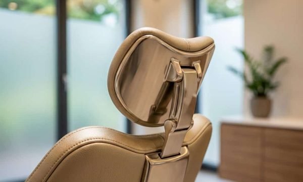 Rixi R3 dental chair with premium champagne gold butterfly backrest